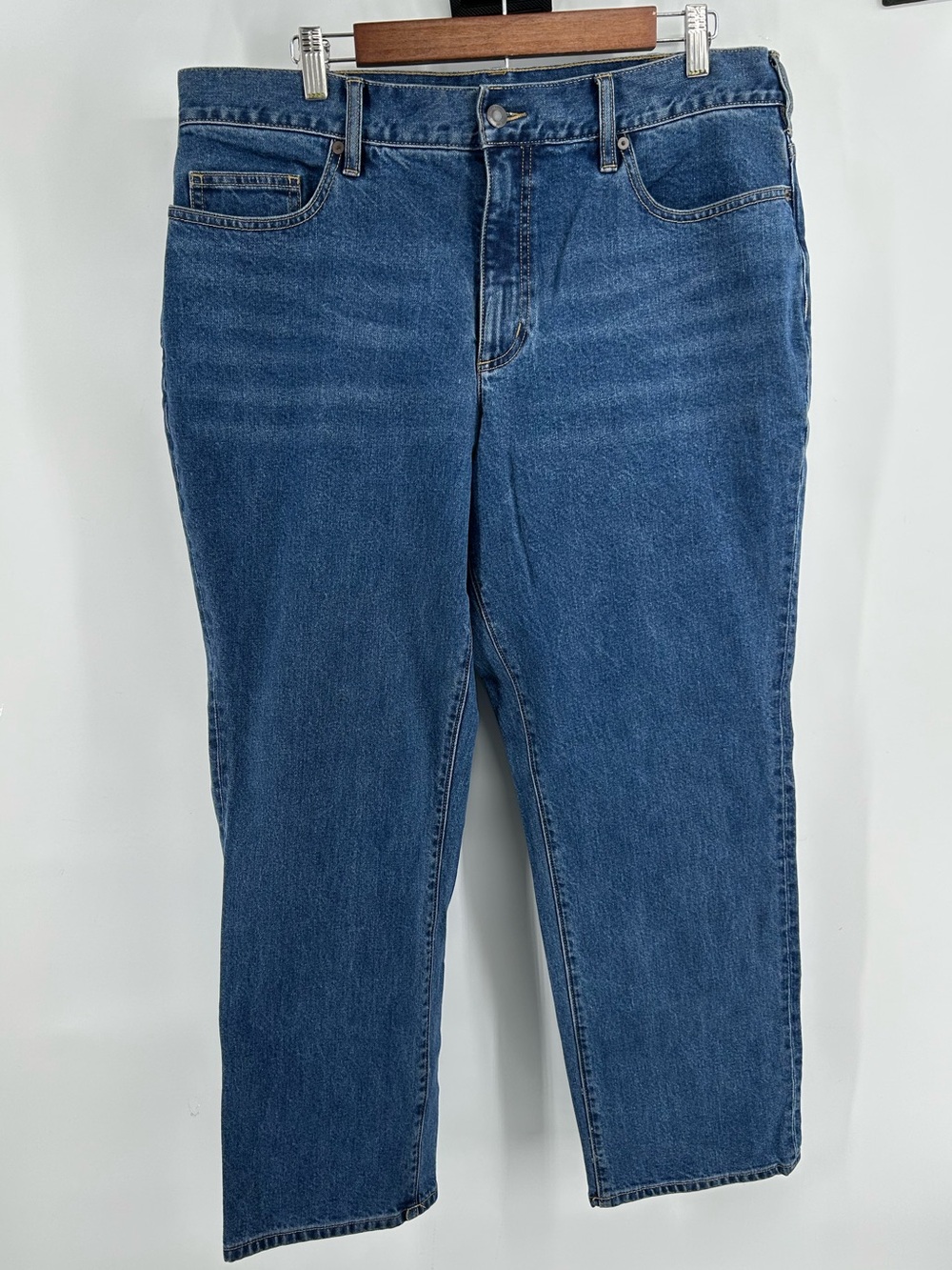 Lands End High Rise Straight Jeans Classic Women's Blue Jeans Sz 16W